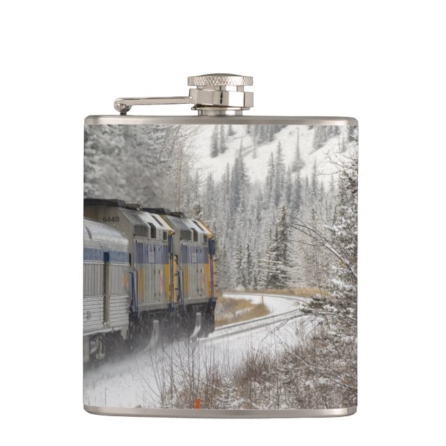 Canada, Alberta. VIA Rail Snow Train between Hip Flask (Front)
