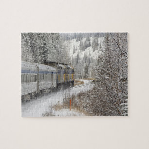 Canada, Alberta. VIA Rail Snow Train between Jigsaw Puzzle