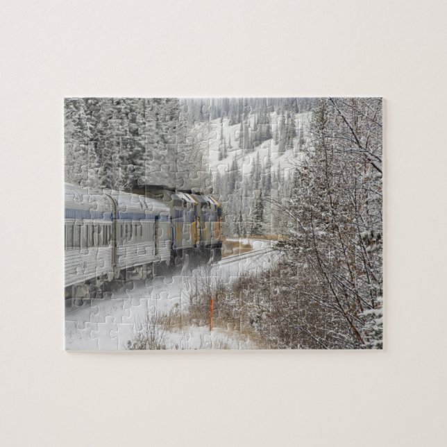 Canada, Alberta. VIA Rail Snow Train between Jigsaw Puzzle (Horizontal)
