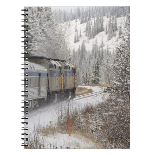 Canada, Alberta. VIA Rail Snow Train between Spiral Notebook (Front)