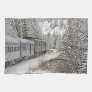 Canada, Alberta. VIA Rail Snow Train between Tea Towel