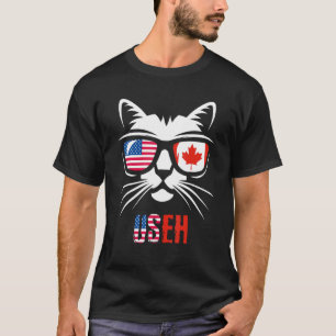Canada American Flag Cat Us Eh T-Shirt