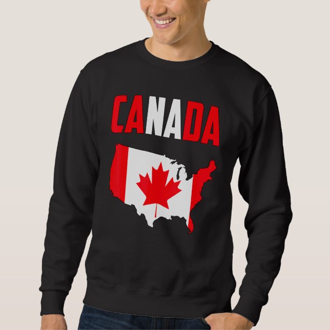 Canada American Map Canadian Flag Maple Leaf Graph Sweatshirt (Front)