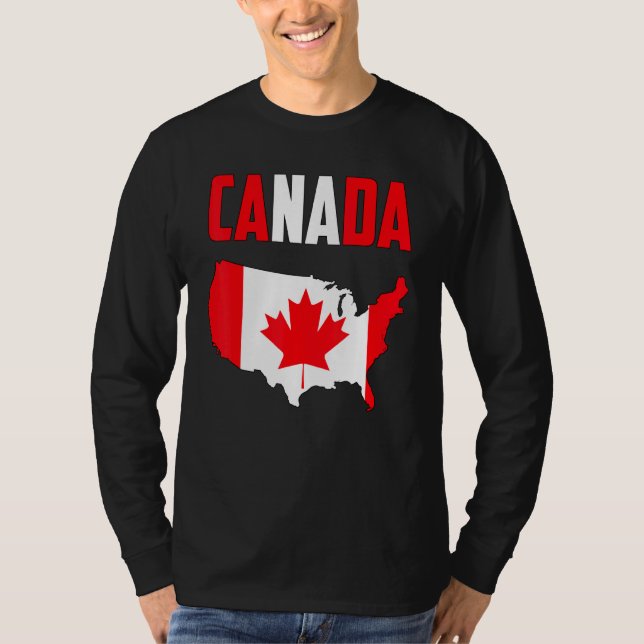 Canada American Map Canadian Flag Maple Leaf Graph T-Shirt (Front)