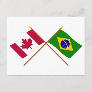 Canada and Brazil Crossed Flags Postcard