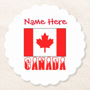 Canada and Canadian Flag Red Personalisation Paper Coaster