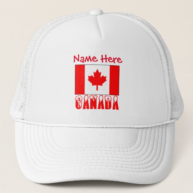 Canada and Canadian Flag Red Personalisation  Trucker Hat (Front)