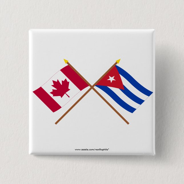 Canada and Cuba Crossed Flags 15 Cm Square Badge (Front)