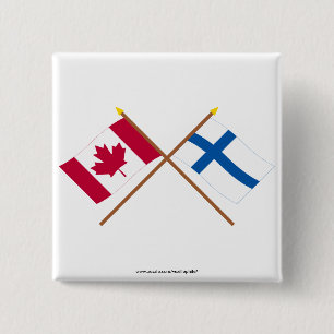 Canada and Finland Crossed Flags 15 Cm Square Badge