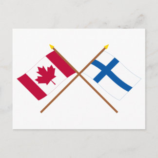 Canada and Finland Crossed Flags Postcard