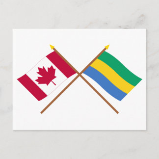 Canada and Gabon Crossed Flags Postcard