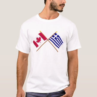 Canada and Greece Crossed Flags T-Shirt