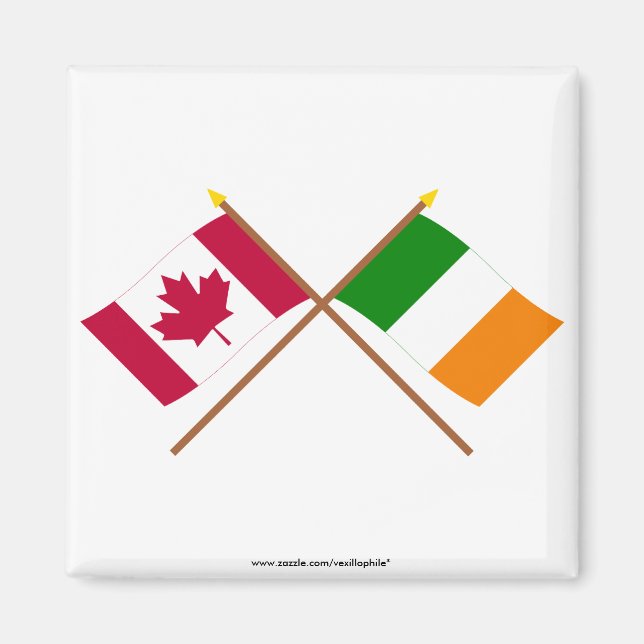 Canada and Ireland Crossed Flags Magnet (Front)
