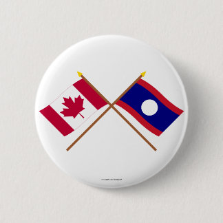 Canada and Laos Crossed Flags 6 Cm Round Badge