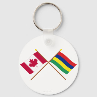 Canada and Mauritius Crossed Flags Key Ring