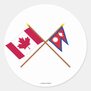Canada and Nepal Crossed Flags Classic Round Sticker