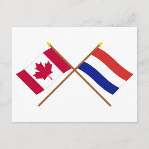 Canada and Netherlands Crossed Flags Postcard