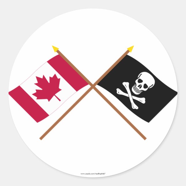 Canada and Pirate Crossed Flags Classic Round Sticker (Front)
