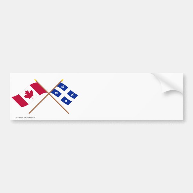 Canada and Quebec Crossed Flags Bumper Sticker (Front)