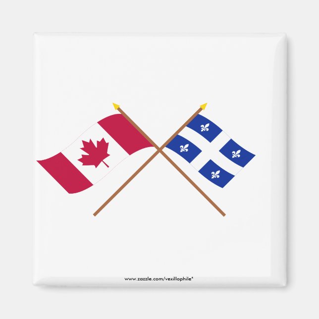 Canada and Quebec Crossed Flags Magnet (Front)