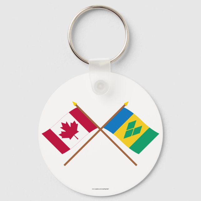 Canada and St Vincent Crossed Flags Key Ring (Front)