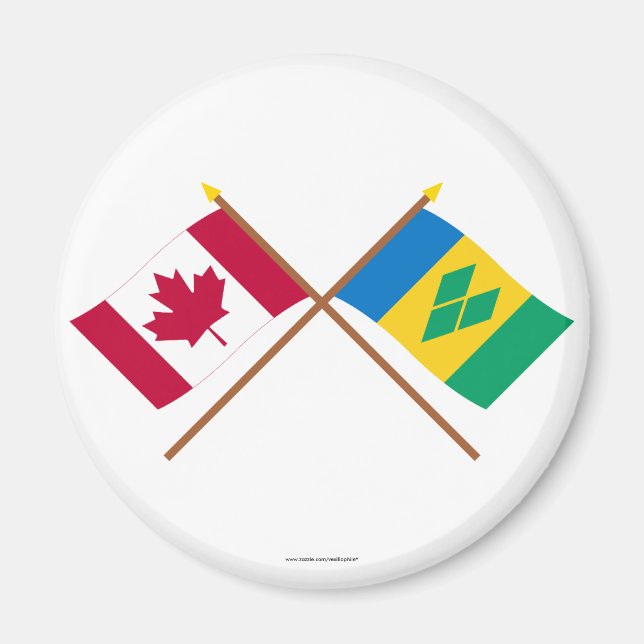 Canada and St Vincent Crossed Flags Magnet (Front)