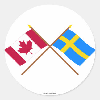 Canada and Sweden Crossed Flags Classic Round Sticker