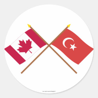 Canada and Turkey Crossed Flags Classic Round Sticker