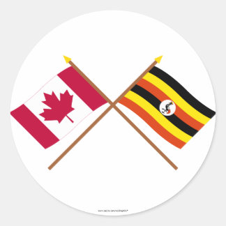 Canada and Uganda Crossed Flags Classic Round Sticker