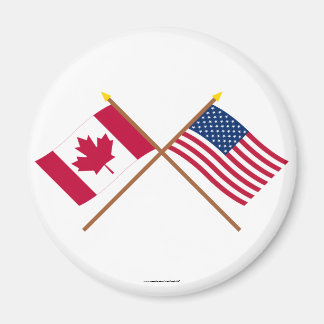 Canada and United States Crossed Flags Magnet