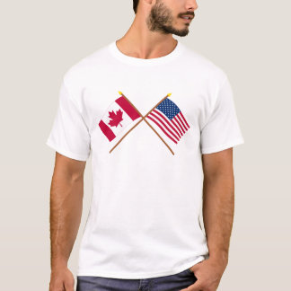 Canada and United States Crossed Flags T-Shirt