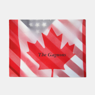 Canada and USA flags Doormat