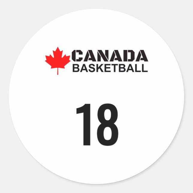 Canada Basketball Number 18 Design Gift Idea  Classic Round Sticker (Front)