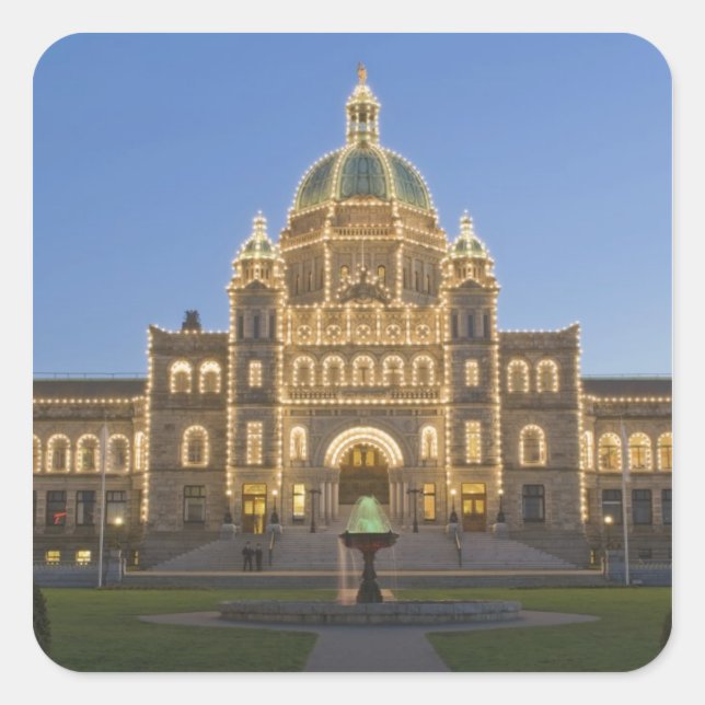 Canada, BC, Victoria, BC Legislature Building at Square Sticker (Front)