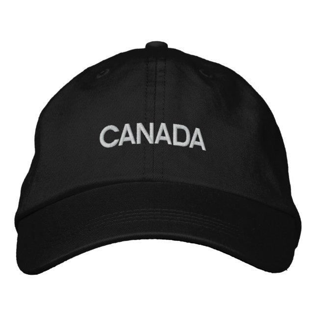 Canada Blk/White Basic Adjustable Embroidered Cap (Front)
