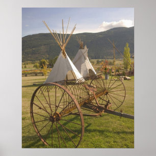 CANADA, British Columbia, Enderby. Tepees & Poster