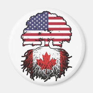 Canada Canadian American USA Tree Roots Flag Magnet