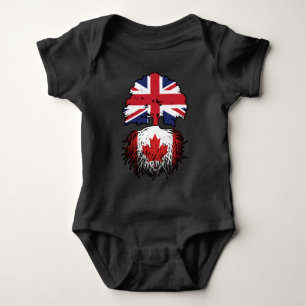 Canada Canadian British UK Tree Roots Flag Baby Bodysuit