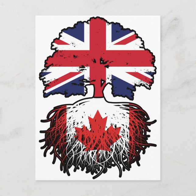 Canada Canadian British UK Tree Roots Flag Postcard (Front)