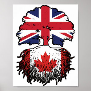 Canada Canadian British UK Tree Roots Flag Poster