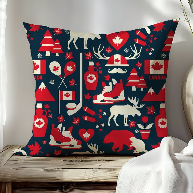 Canada Canadian Christmas Winter Moose Pattern Cushion (Creator Uploaded)