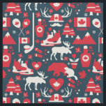 Canada Canadian Christmas Winter Moose Pattern Fabric<br><div class="desc">Canada Canadian Christmas Winter Moose Pattern Fabric. Beautiful red and white winter Canadian elements against a navy blue background. Accented with a moose,  christmas trees,  Canada flag,  maple leaf,  and ice skates. Perfect for xmas and the holidays.</div>