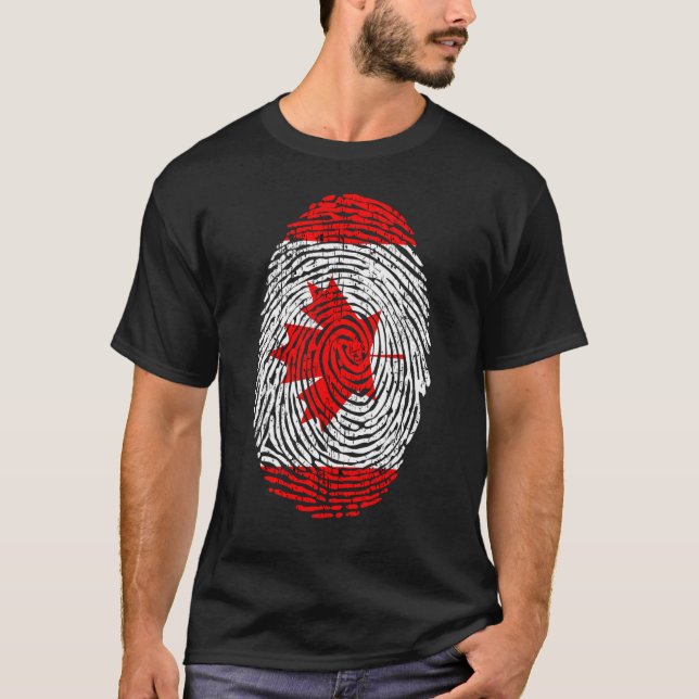 Canada Canadian Flag Fingerprint Maple Leaf Citize T-Shirt (Front)