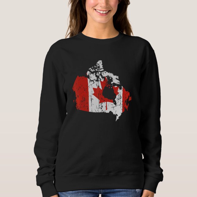 Canada Canadian Flag Vintage Maple Leaf Map Sweatshirt (Front)