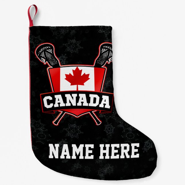 Canada Canadian Lacrosse Flag Christmas Stocking (Front)