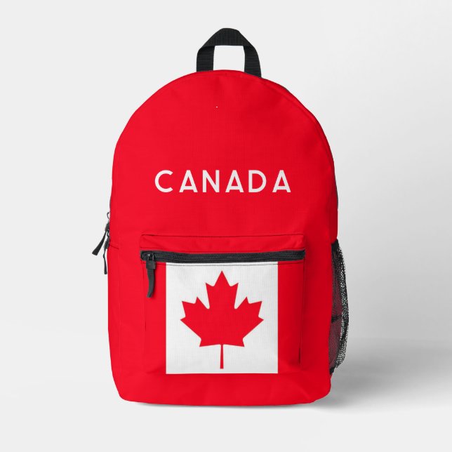 CANADA. Canadian maple leaf flag. Patriotic.  Printed Backpack (Front)