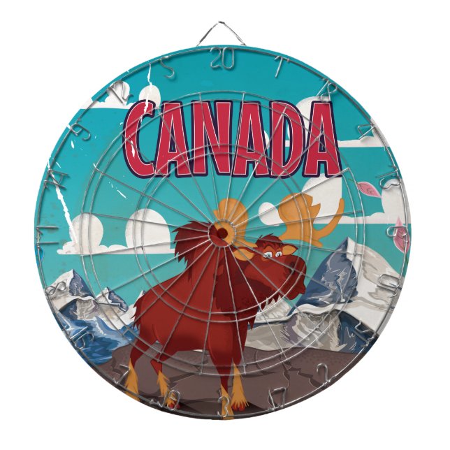 Canada Cartoon Vintage Moose Poster Dartboard (Front)