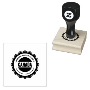 Canada Certified Origin Device Vivid Chartreuse  Rubber Stamp