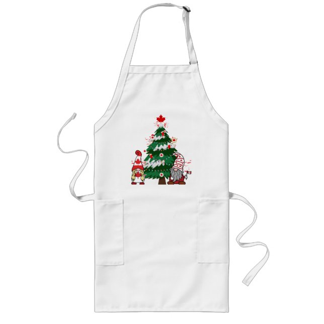 Canada Christmas Tree Canadian Ugly X-mas Sweater  Long Apron (Front)