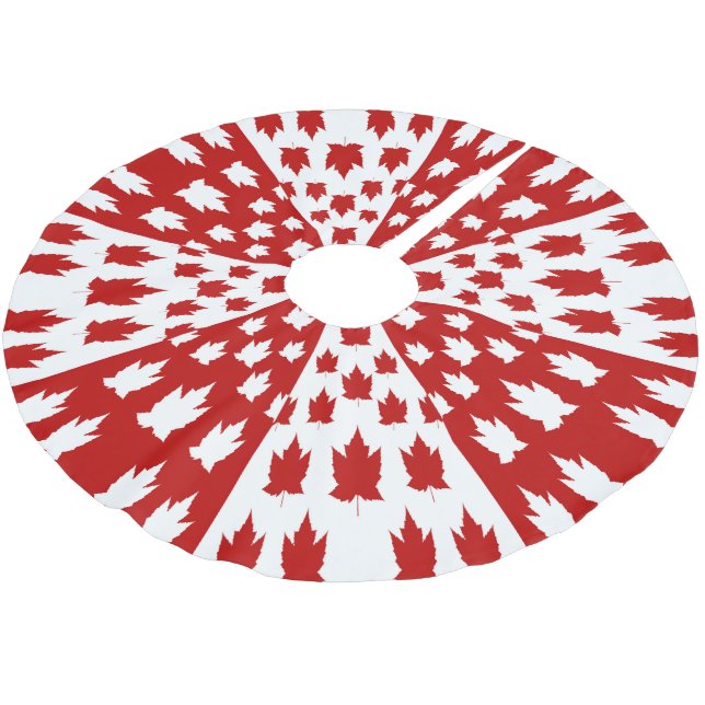 Canada Christmas Tree Skirt Canada Flag Tree Skirt (Angled)